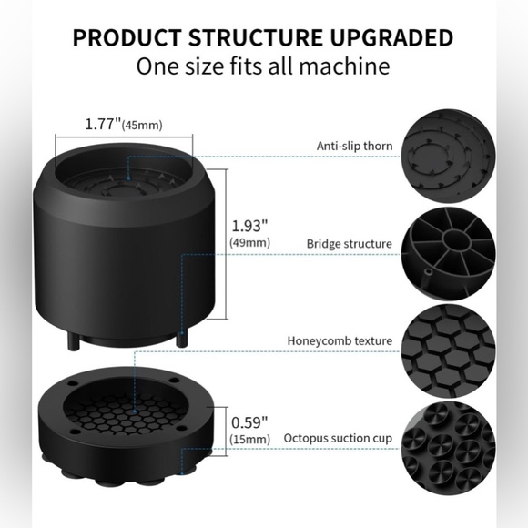 12 Bed Furniture Risers BLK 2.5”High Round W/Suction Non-Slip Noise Cancel NIB - Picture 7 of 13